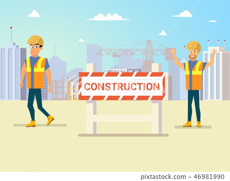 Modern City Construction Site Flat Vector Concept 46981990