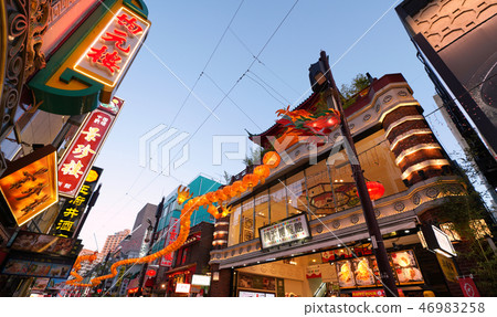 Yokohama cityscape of Japan Overlooking Yokohama Chinatown (evening scenery) 46983258
