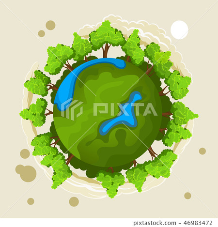 Ecology concept with green planet and trees 46983472