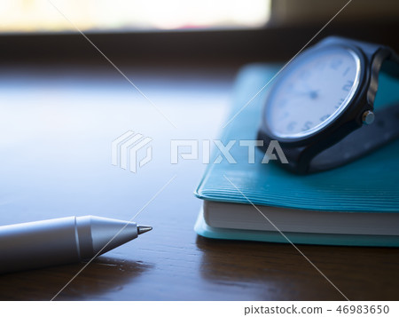 Business image · notebook · clock 46983650