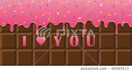 I love you chocolate bar with pink melting glaze and colorful sprinkles I love you chocolate bar with pink melting glaze and colorful sprinkles 46985613