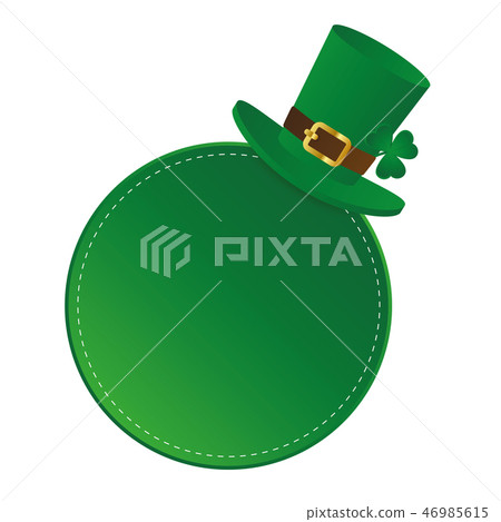 green round label with green hat for St. Patricks Day green round label with green hat for St. Patricks Day 46985615