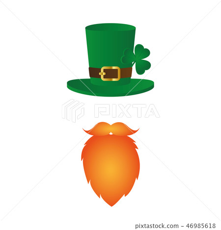 leprechaun character face with red beard and hat with clover 46985618