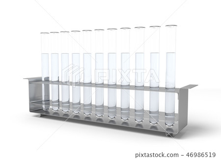 3d rendering of a set of test glasses full of liquid on a white background. 46986519
