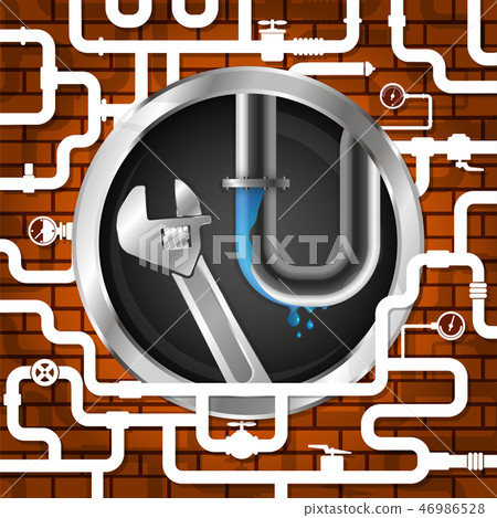 Plumbing wrench and plumbing pipes Plumbing wrench and plumbing pipes 46986528