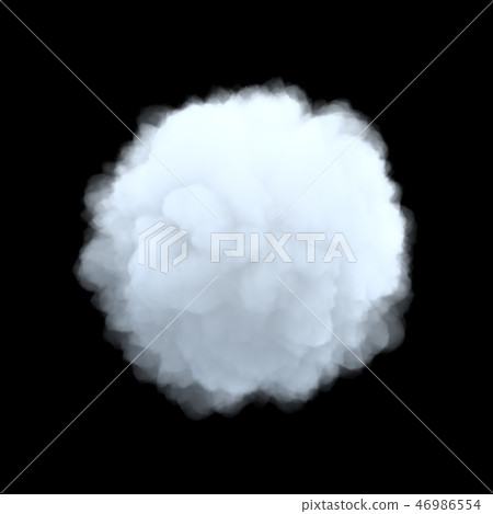 3d rendering of a white bulky cumulus cloud in shape of circle on a black background. 46986554