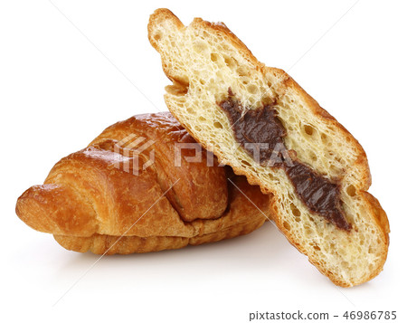 Sliced croissant with chocolate Sliced croissant with chocolate 46986785
