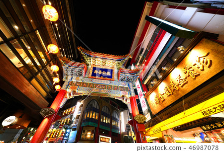 Yokohama cityscape in Japan Overlooking Yokohama Chinatown (night view) 46987078