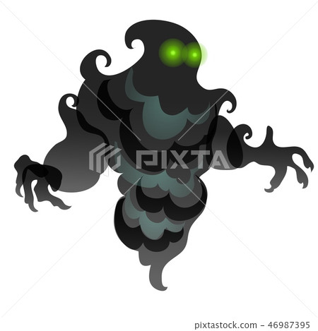 Black specter in the form of clouds of smoke with luminous eyes isolated on white background. Vector Black specter in the form of clouds of smoke with luminous eyes isolated on white background. Vector 46987395