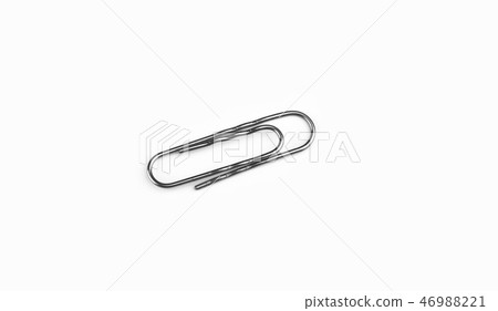 Top view. Steel paper clip isolated on white background 46988221