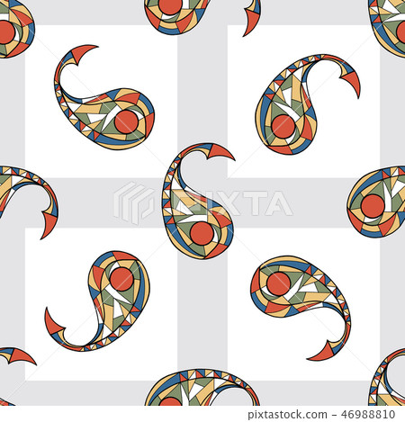 Paisley hand drawn vector seamless pattern. Abstract exotic background for surface design, textile Paisley hand drawn vector seamless pattern. Abstract exotic background for surface design, textile 46988810