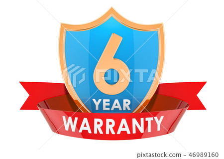 6 year warranty shield, badge. 3D rendering 6 year warranty shield, badge. 3D rendering 46989160