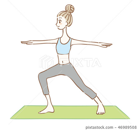 Female yoga warrior pose 46989508