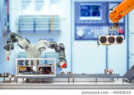 Industrial robotics working on smart factory 46989659