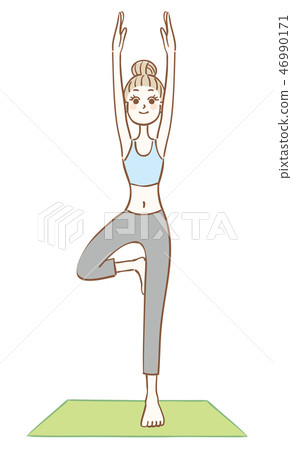 瑜伽伸展女人 46990171