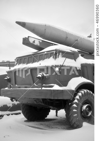 Old launcher with a rocket missile complex. Old launcher with a rocket missile complex. 46990360