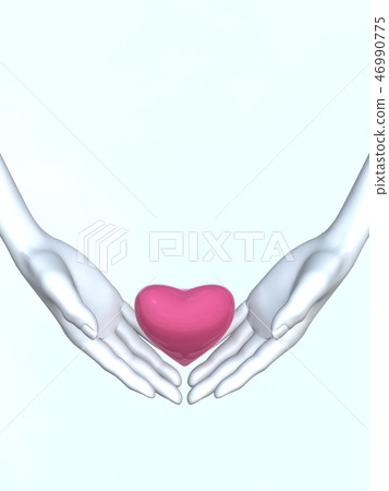 CG 3D illustration 3D design mark heart Valentine's day love medical care hand care 46990775