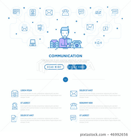 Communication concept with thin line icons 46992656
