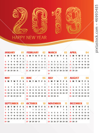 2019 office calendar vector illustration 2019 office calendar vector illustration 46993485