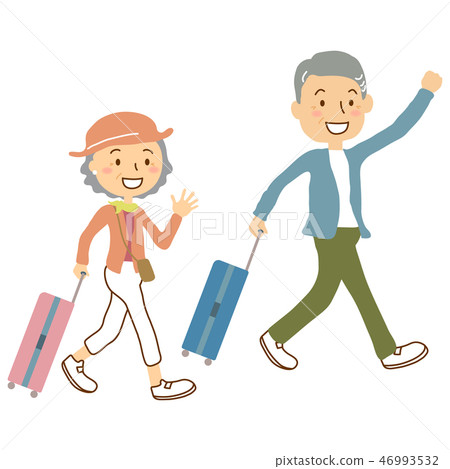 Elderly couple travel suitcase S 46993532