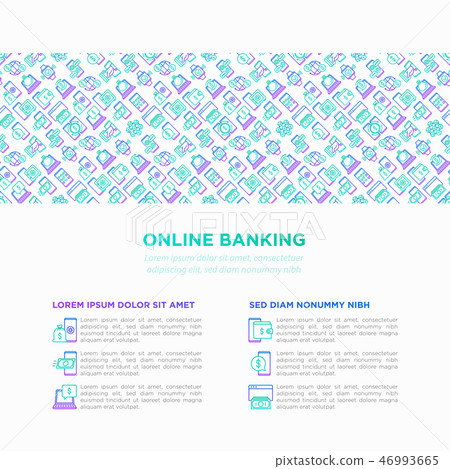 Online banking concept with thin line icons Online banking concept with thin line icons 46993665