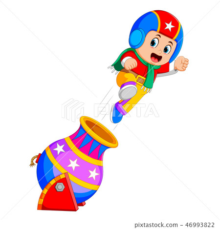a boy is playing with rocket circus a boy is playing with rocket circus 46993822