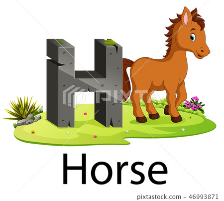 Cute Zoo Animal Alphabet H For Horse Stock Illustration 46993871 Pixta