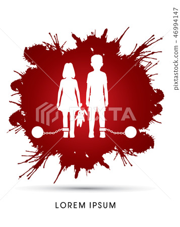 Stop Child abuse ,Children with chain and ball Stop Child abuse ,Children with chain and ball 46994147