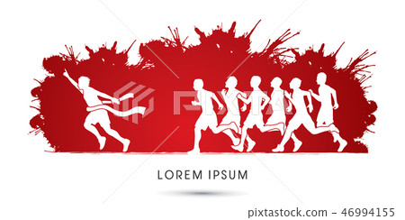 Group or runners, the winner graphic vector. 46994155