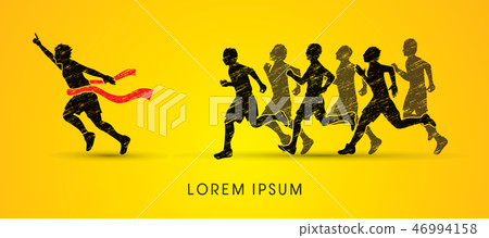 Group or runners, the winner graphic vector. Group or runners, the winner graphic vector. 46994158
