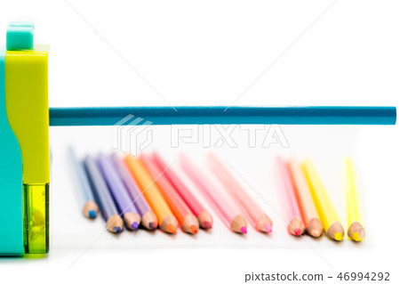pastel blue yellow rotary pencil sharpener shaving pastel blue yellow rotary pencil sharpener shaving 46994292