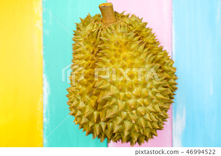 Fresh Cut Monthong Durian on colorful background 46994522