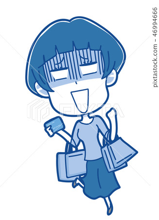 做太多購物的婦女的例證 做太多購物的婦女的例證 46994666