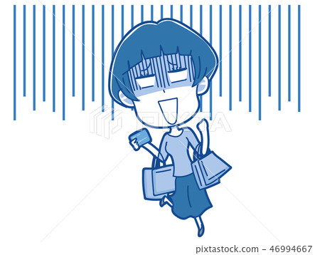 做太多購物的婦女的例證 做太多購物的婦女的例證 46994667