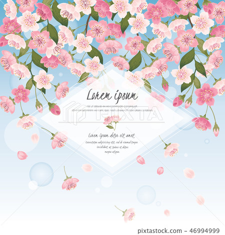 Vector illustration of cherry tree in spring - Stock Illustration ...