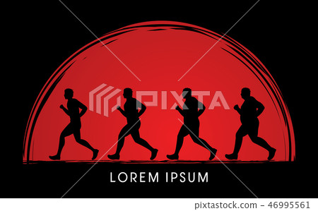 Fat man running step graphic vector Fat man running step graphic vector 46995561