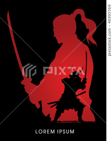 Samurai Warrior with sword, Ready to fight graphic 46995569