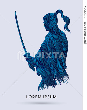Samurai Warrior with sword, Ready to fight graphic 46995570