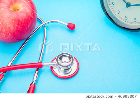 world health day stethoscope and red apple world health day stethoscope and red apple 46995807
