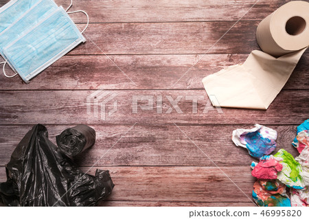 garbage of dirty paper and sanitary hygiene mask garbage of dirty paper and sanitary hygiene mask 46995820