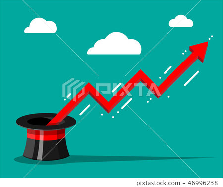 Financial graph flying out of magical hat Financial graph flying out of magical hat 46996238