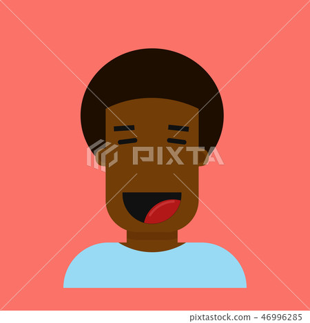 Creative cartoon character illustration of an african happy boy. Creative cartoon character illustration of an african happy boy. 46996285