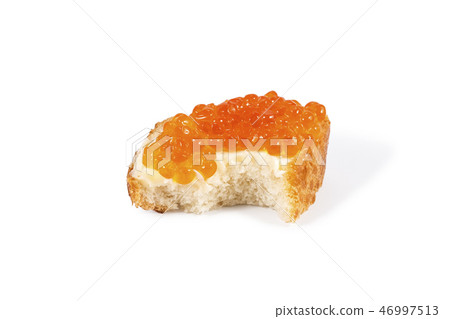 bitten off a sandwich with red caviar bitten off a sandwich with red caviar 46997513