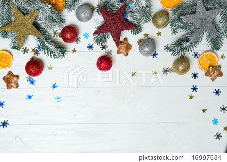 Composition with decorated Christmas tree Composition with decorated Christmas tree 46997684