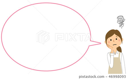 Woman in troubled apron Speech bubble 46998093