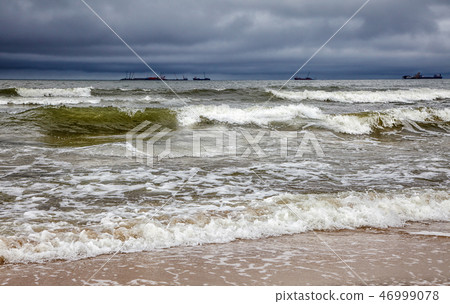 stormy baltic sea with ships stormy baltic sea with ships 46999078