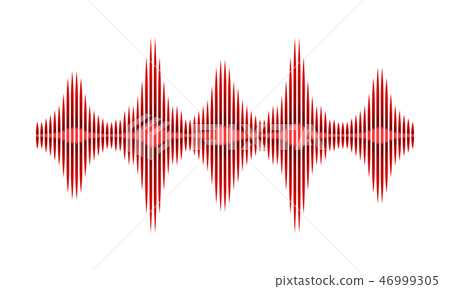 Music wave pattern. Digital audio equalizer. Bright red sound pulse. Musical theme. Vector design 46999305