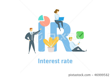IR, Interest Rate. Concept with keywords, letters and icons. Flat vector illustration. Isolated on IR, Interest Rate. Concept with keywords, letters and icons. Flat vector illustration. Isolated on 46999582