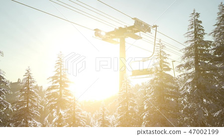 empty ski lift. chairlift silhouette empty ski lift. chairlift silhouette 47002199