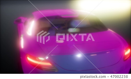 luxury sport car in dark studio with bright lights 47002238